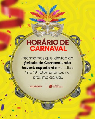 Carnaval Horário de Carnaval PSD Editável