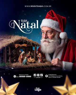 Feliz Natal Papai Noel Social Media PSD Editável