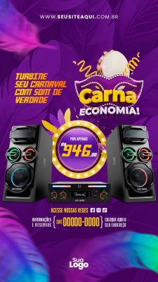 Carnaval Turbina Seu Carnaval Com Som De Verdade Flyer PSD Editável