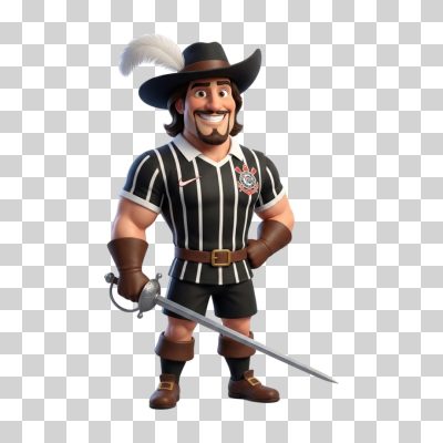 Personagem 3D Mosqueteiro Corinthians PNG Transparente