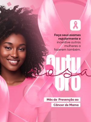 Outubro Rosa Mês de Prevenção ao Câncer de Mama Social Media PSD Editável
