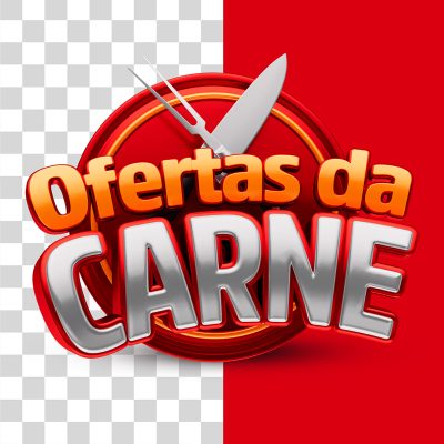 Ofertas da Carne Selo 3D para Composição PSD