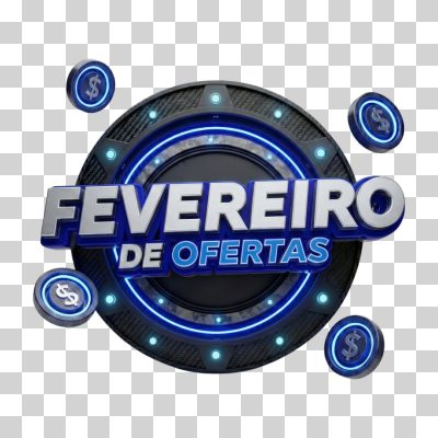 Fevereiro de Ofertas Emblema Blue Neon PNG Transparente