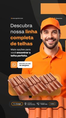 Story Loja de Telhas Descubra Nossa Linha Completa Social Media PSD Editável