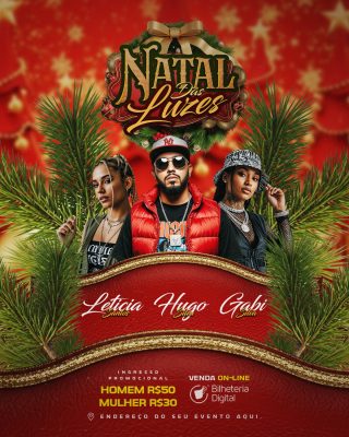 Natal das Luzes Leticia Hugo Gabi Festa Evento PSD Editável