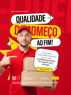 Delivery Qualidade do Começo ao Fim Social Media PSD Editável