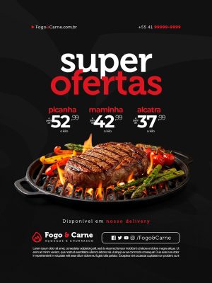 Super Ofertas Açougue Picanha Maminha Picatra Social Media PSD Editável