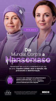 Hanseniasae Dia Mundial Contra a Hanseníase 25 de Janeiro PSD Editável