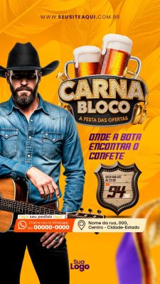 Carnabloco A Festa das Ofertas com Sertanejo e Open Bar PSD Editável