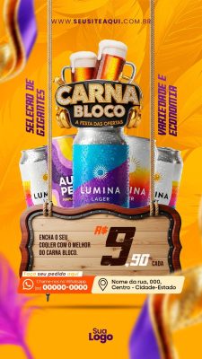 Carnabloco A Festa das Ofertas Banner de Cervejas PSD Editável