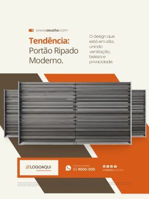 Tendência Portão Ripado Moderno Design Atual Flyer Publicitário PSD Editável