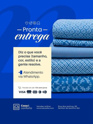 Pronta Entrega Casa & Conforto Via WhatsApp PSD Editável