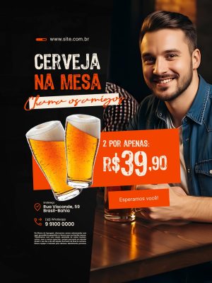 Cerveja na Mesa Chame os Amigos 2 por R$39,90 Oferta PSD Editável
