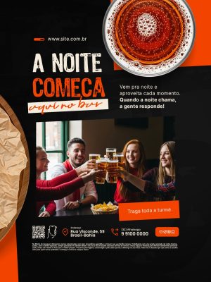 Bar A Noite Começa Aqui PSD Editável