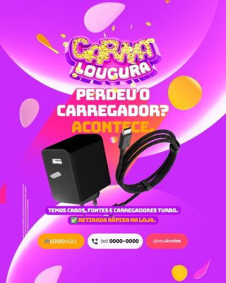 Promoção Carregador Perdeu o Carregador Acontece PSD Editável