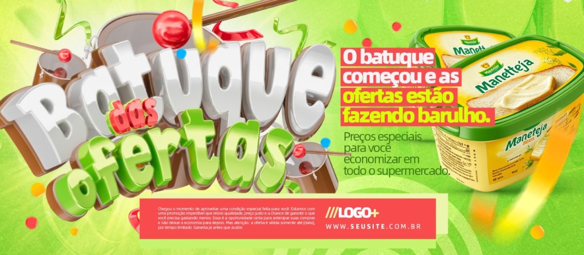 Batuque das Ofertas Manetteja Banner de Promoção PSD Editável