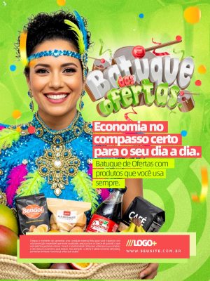 Batuque das Ofertas Economia no Compasso Certo Supermercado PSD Editável