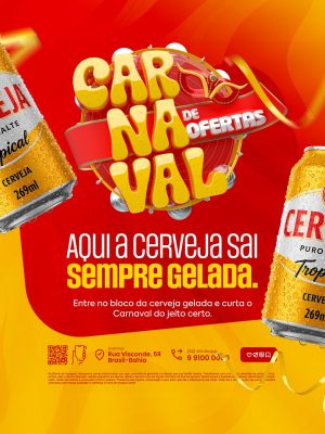 Carnaval de Ofertas Cerveja Sempre Gelada PSD Editável