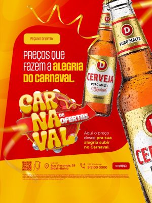 Carnaval Ofertas de Cerveja Pura Malte Delivery PSD Editável