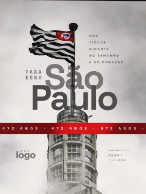Aniversário São Paulo 472 Anos PSD Editável