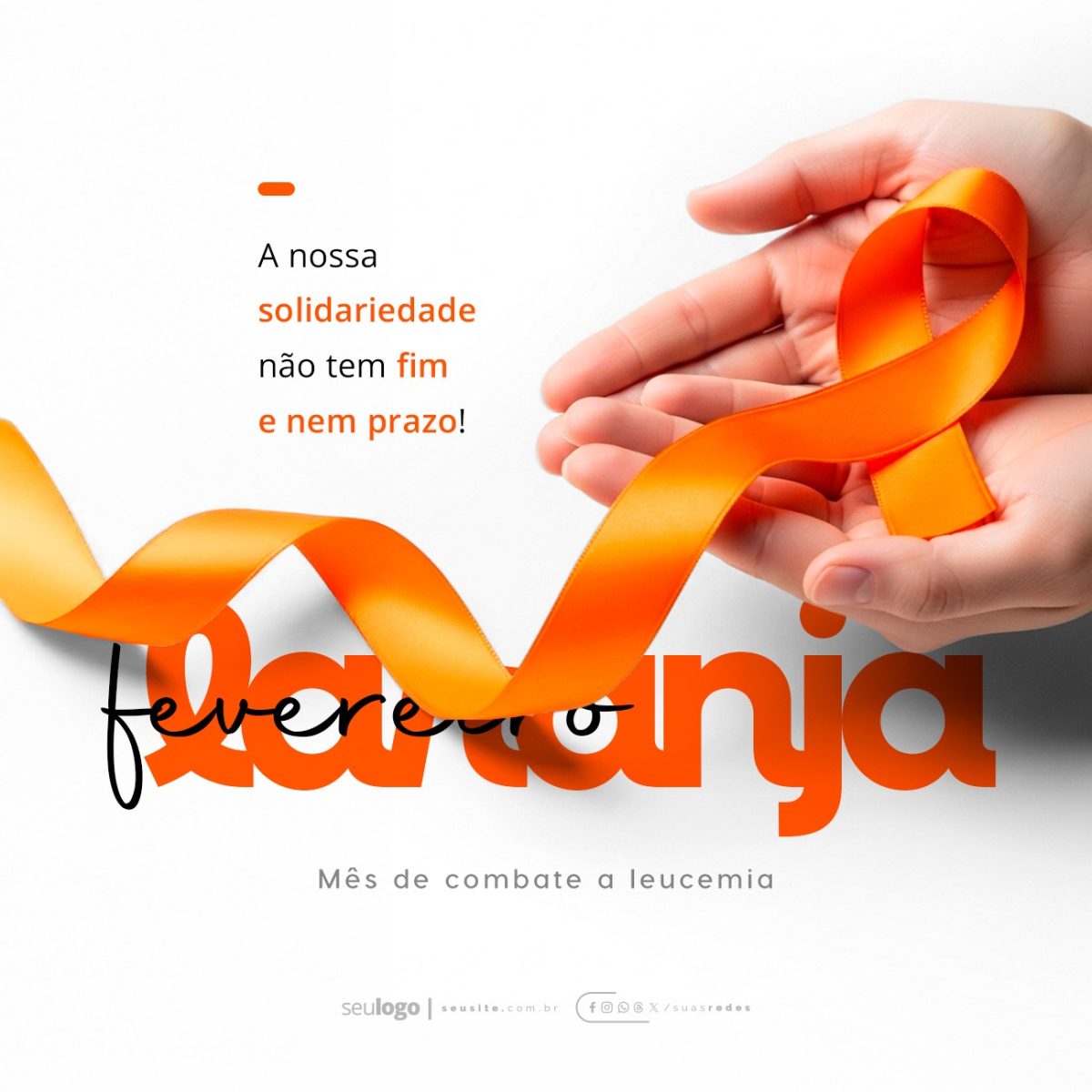 Fevereiro Laranja Solidariedade Contra Leucemia PSD Editável