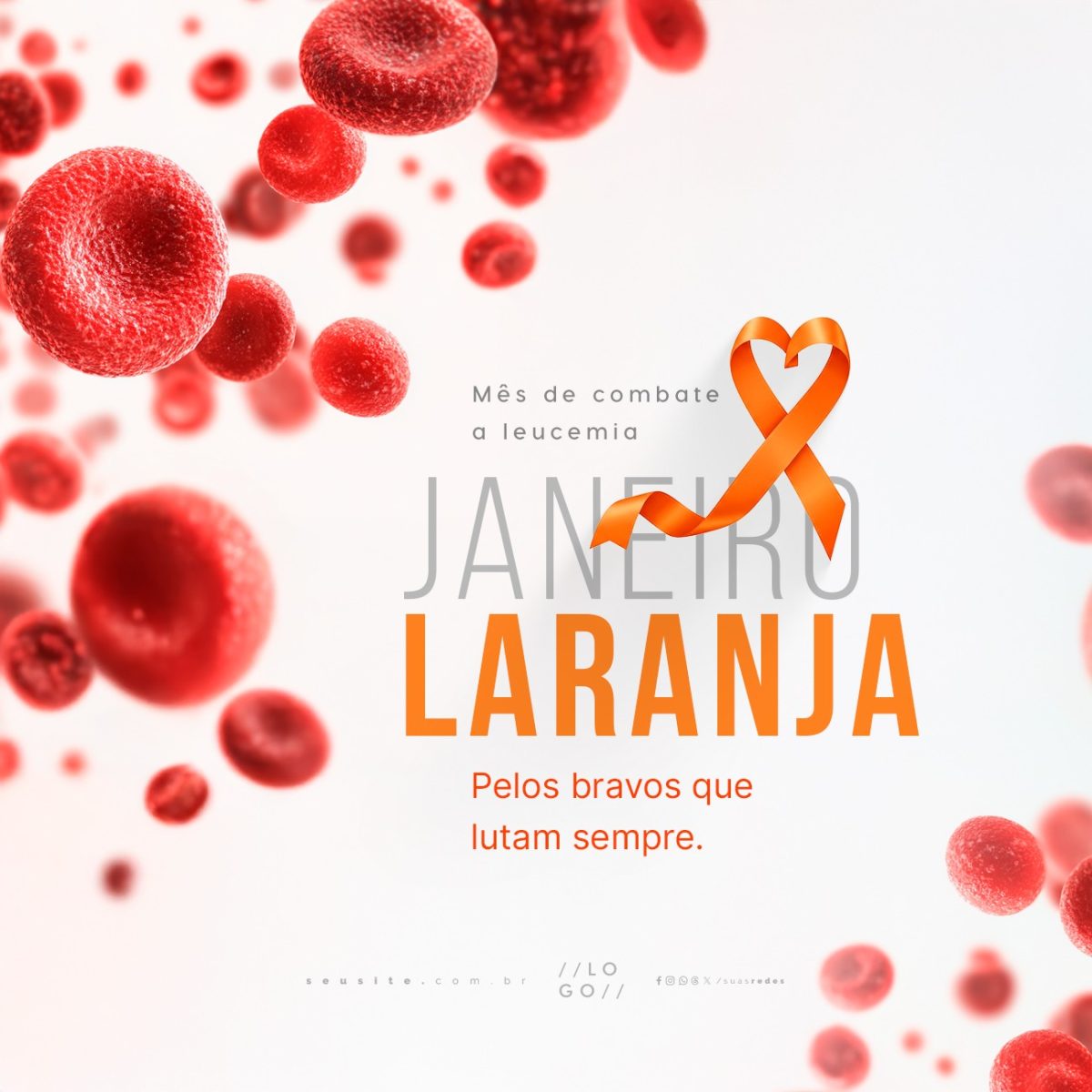 Janeiro Laranja Mês de Combate à Leucemia Digital PSD Editável