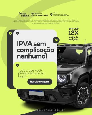 Despachante IPVA sem Complicação Tudo Resolvido Agora PSD Editável