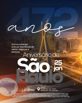 São Paulo 472 Anos Aniversário da Cidade PSD Editável
