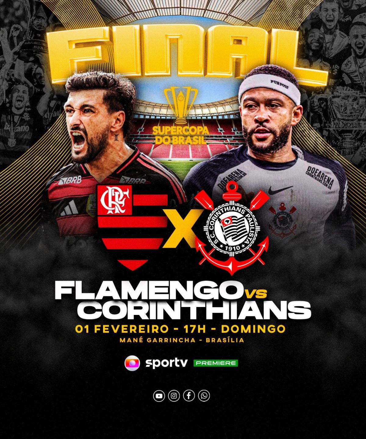 Supercopa do Brasil Final Flamengo vs Corinthians PSD Editável