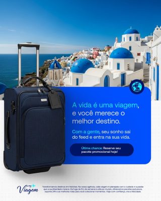 Viagem Santorini A vida é uma viagem Reserve seu pacote PSD Editável