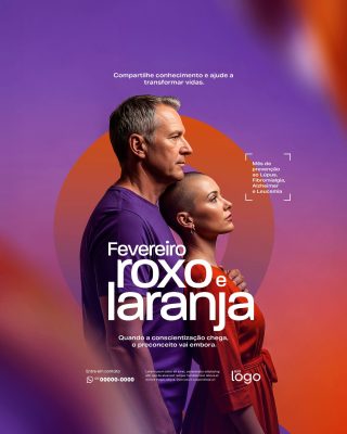 Fevereiro Roxo e Laranja Mês da Conscientização PSD Editável