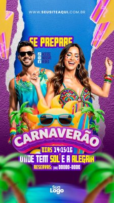 Carnaveirão Dias 14 15 16 Onde Tem Sol e Alegria PSD Editável