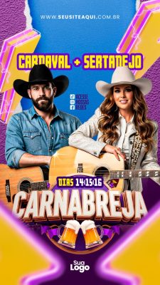 Carnaval Sertanejo Carnabreja 14 15 16 Festa Temática PSD Editável