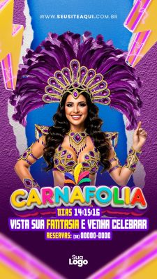 Carnafolia Dias 14 15 16 Vista Sua Fantasia e Venha Celebrar PSD Editável