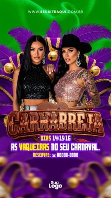 Carnabreja As Vaqueiras no Seu Carnaval Festa Sertaneja Dias 14 15 16 PSD Editável