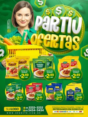 Social Media Mercado Partiu Ofertas 2.49 Promoção Supermercado PSD Editável