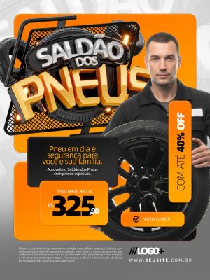 Saldão dos Pneus Com Até 40% Off Oferta Especial PSD Editável