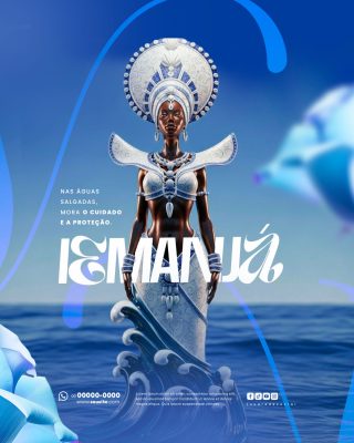 Iemanjá Nas Águas Salgadas Cuidado e Proteção PSD Editável