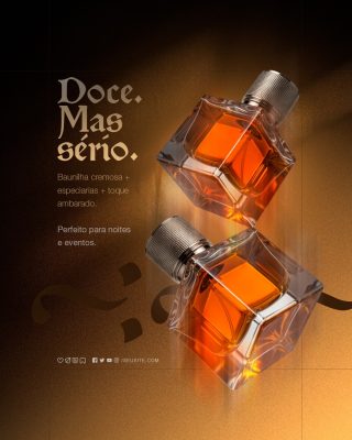 Perfumaria Perfume Doce Mas Sério Baunilha Cremosa Toque Ambarado PSD Editável
