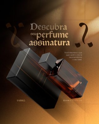 Perfumaria Perfume Descubra Seu Perfume Assinatura com Frasco Escuro PSD Editável