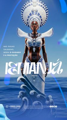 Iemanjá Rainha do Mar Orixá das Águas Mãe dos Elementos PSD Editável