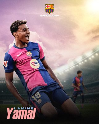 Futebol Jovem Talento Barcelona Lamine Yamal em Campo PSD Editável