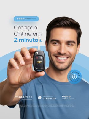 Seguro Cotação Online em 2 Minutos Chave de Carro PSD Editável