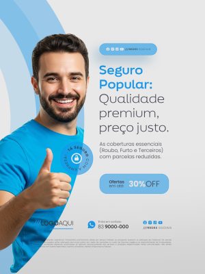 Seguro Popular Qualidade Premium Preço Justo Ofertas 30% Off PSD Editável