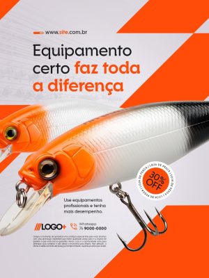Loja de Pesca Pesca Equipamento Certo Faz Toda a Diferença 30% Off PSD Editável