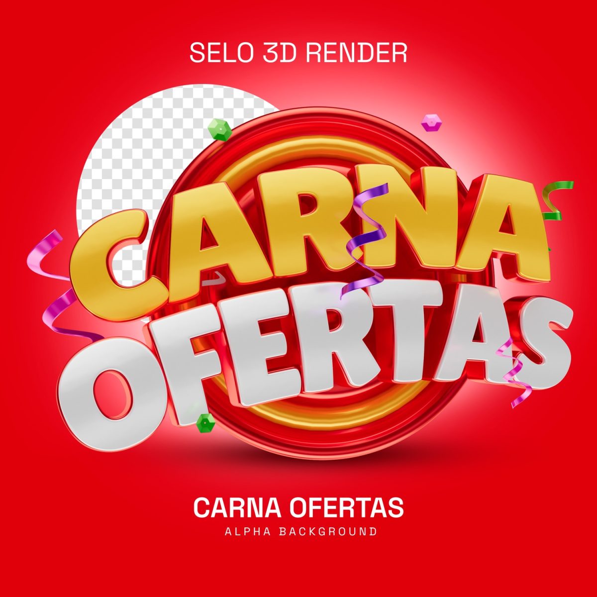 Carnaval Carna Ofertas Selo 3D Render Destaque Promocional PSD Editável
