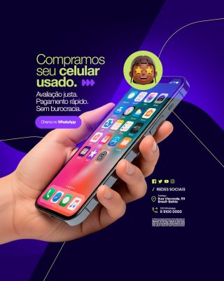 Manutenção de Celulares Compramos seu celular usado Pagamento rápido PSD Editável