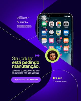 Manutenção de Celulares Pedindo Manutenção Anúncio Quebrado PSD Editável