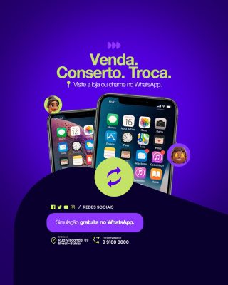 Manutenção de Celulares Venda Conserto Troca de Celulares Simulação Gratuita WhatsApp PSD Editável