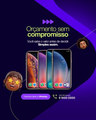 Manutenção de Celulares Orçamento Sem Compromisso Banner de WhatsApp PSD Editável